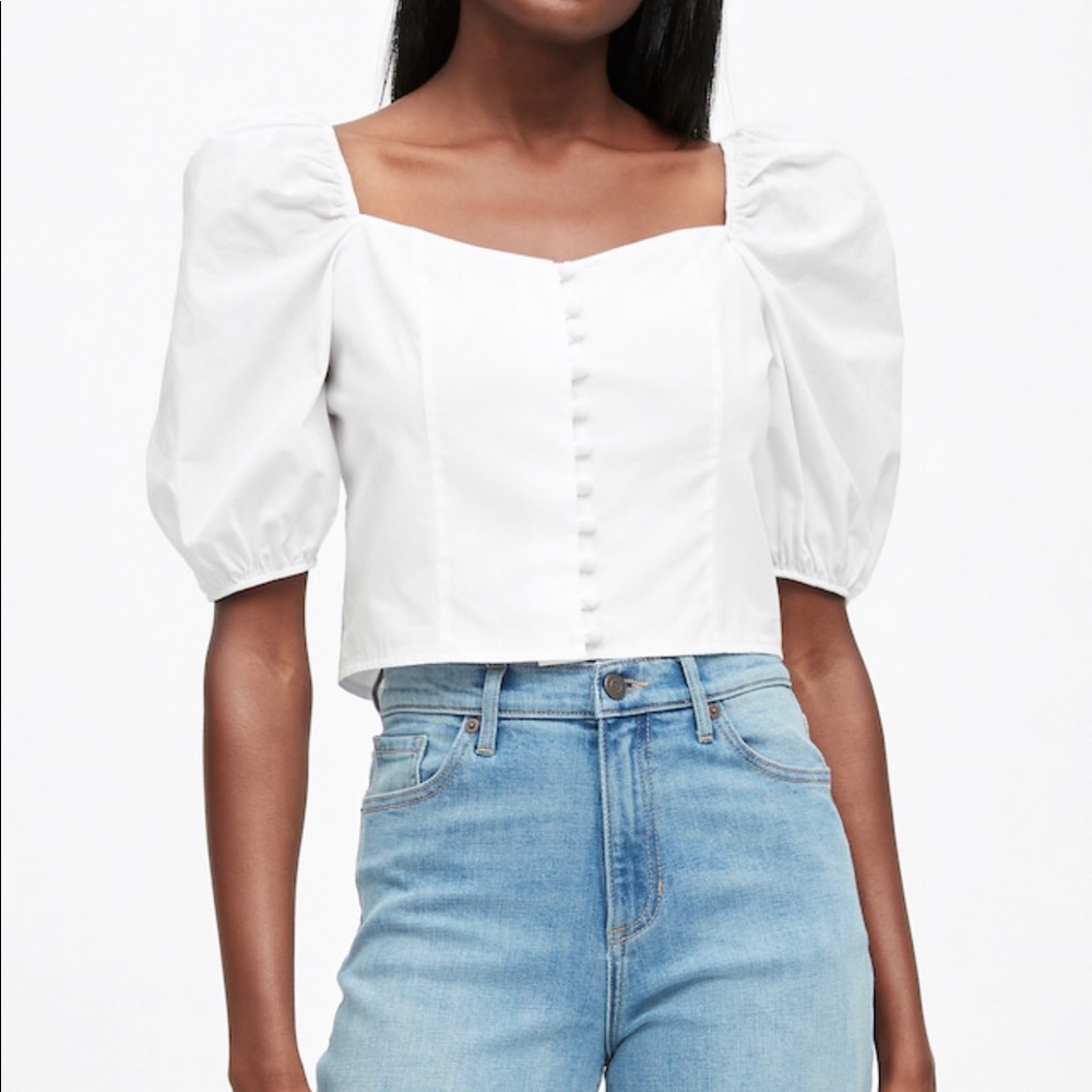 NWT square neck puffy sleeves blouse